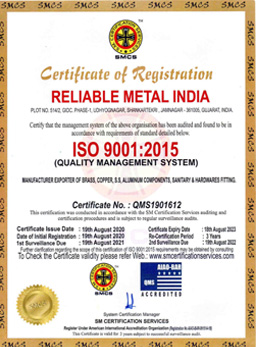 Reliable Metal India Quality Certificate